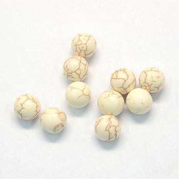 Synthetic Magnesite Beads, Round, Ho Hole, PeachPuff, 4~4.5mm