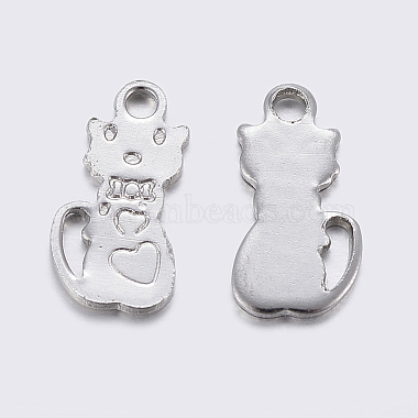 Non-Tarnish 304 Stainless Steel Kitten Charms(STAS-F159-50P)-2