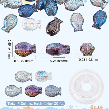 Sunnyclue bricolage kits de fabrication de bracelets extensibles en forme de poisson(DIY-SC0020-12B)-2