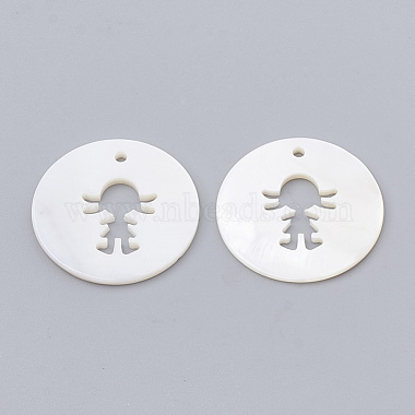 Ivory Flat Round Freshwater Shell Pendants