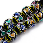 Handmade Lampwork Beads Strands, Inner Flower, Round, Black, 19~20x19mm, Hole: 1.5mm, about 20pcs/strand, 14.57 inch(37cm)(LAMP-N021-006)