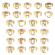 26Pcs 26 Style Alloy Alphabet Open Cuff Rings, Intial Letter A~Z Chunky Rings for Women, Golden, US Size 5 1/4(15.9mm), 1Pc/style(JR851A)
