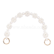 Plastic Imitation Pearl Beaded Bag Handle, with Alloy Spring Gate Rings, for Handbag Replacement Accessories, White, 35.1x2.2cm(FIND-WH0111-177)