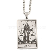 Non-Tarnish 304 Stainless Steel Tarot Pendant Necklaces, Cable Chain Necklaces, Libra, 23.23~24.21 inch(59~61.5cm)(NJEW-A026-01P-07)