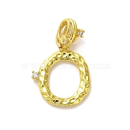 Rack Plating Brass Micro Pave Cubic Zirconia European Dangle Charms, Large Hole Letter Pendant, Real 18K Gold Plated, Long-Lasting Plated, Cadmium Free & Lead Free, Letter O, 24.5mm, Charm: 18x16x2mm, Hole: 4x2.5mm(KK-L210-015G-O)