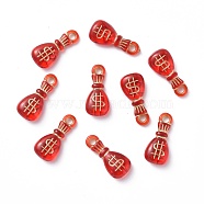 Plating Acrylic Pendants, Metal Enlaced, Money Bag Charms with Dollar Sign, Red, 20x9x5mm, Hole: 2.2mm, about 1120pcs/500g(OACR-P007-10)