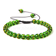 Natural Quartz Round Bead Adjustable Braided Bracelets, 6mm(UO3136-31)