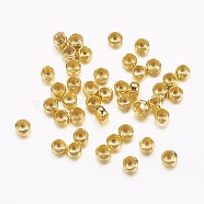 Brass Crimp Beads, Rondelle, Golden, about 2.5mm in diameter, hole: 1.2mm, about 475pcs/10g(X-J0JMN012)