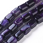 Natural Agate Beads Strands, Dyed & Heated, Column, Indigo, 20x15mm, Hole: 1.2mm, about 19pcs/strand, 14.76 inch(37.5cm)(G-L542-B01)