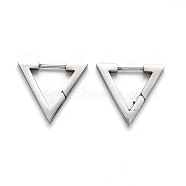 304 Stainless Steel Triangle Huggie Hoop Earrings, Stainless Steel Color, 18.5x21x3mm, Pin: 1mm(STAS-H156-02A-P)