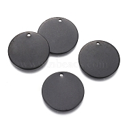 304 Stainless Steel Pendants, Blank Stamping Tag, Flat Round, Electrophoresis Black, 20x1mm, Hole: 1.4mm(EJEW-L238-01A-B)
