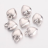 Valentine Day Ideas for Her Tibetan Style Alloy Charms, Lead Free, Cadmium Free and Nickel Free, Heart, Antique Silver, 11.5mm long, 9mm wide, 4.5mm thick, hole: 1.5mm(X-EA526Y-NF)