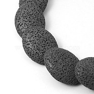 Natural Lava Rock Beads Strands, Dyed, Oval, Black, 33x24x9mm, Hole: 1mm, about 13pcs/strand, 13.3 inch(X-G-I031-11)