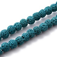 Natural Lava Rock Round Bead Strands, Dyed, Dark Cyan, 8mm, Hole: 1mm, about 50pcs/strand, 15.7 inch(X-G-I124-8mm-09)