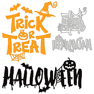 Halloween Theme Carbon Steel Cutting Dies Stencils, for DIY Scrapbooking, Photo Album, Decorative Embossing Paper Card, Stainless Steel Color, Word Halloween & Trick or Treat, Word, 107~154x67~114x0.8mm, 2pcs/set(DIY-WH0309-1187)