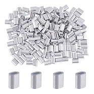 Aluminum Slide Charms/Slider Beads, Rectangle, Silver, 6x4.5x3mm, Hole: 3x1.5mm(FIND-WH0161-13A)