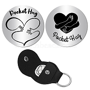 Souvenir Musical Instrument Keychain Making Kit, Including PU Leather Guitar Picks Holder Case, 304 Stainless Steel Commemorative Coins, Heart Pattern, 3Pcs/style(DIY-CN0002-18B)
