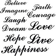 Acrylic Mirror Wall Stickers, with Adhesive Back, Word Love Live Laugh, Black, 75~97x35~230x0.8mm, 37pcs/set.(DIY-WH0190-85C)