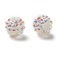 Resin Rhinestone Beads, with Jelly Style Inside, AB Color, Round, White, 14x12mm, Hole: 2mm(RESI-S253-14mm-GAB1)
