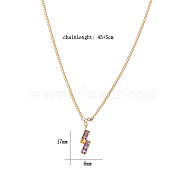 Cubic Zirconia Puzzle Pendant Necklaces, Stainless Steel Fashion Jewelry, Golden, Gold, 17.72 inch(45cm)(VP6422-1)