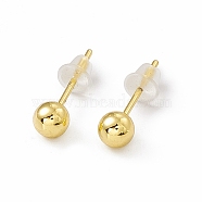 Brass Tiny Ball Stud Earrings for Women, Real 18K Gold Plated, 13.5x4mm, Pin: 0.8mm(EJEW-P211-02G)