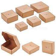 BENECREAT 24Pcs 6 Styles Paper with PVC Candy Boxes, with Square Window, for Bakery Box, Baby Shower Gift Box, Square with Word, BurlyWood, 4pcs/style(CON-BC0002-15A)