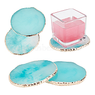 Resin Imitation Agates Cup Mats, Deep Sky Blue, 98mm(AJEW-WH0176-17)