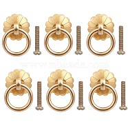 Alloy Drawer Drop Pull Rings, Flower Cabinet Pulls Handles for Drawer, Doorknob Accessories, with Brass Screw, Golden, 23~33.5x23~24.5x4.5~10mm, Hole: 3.5mm & 5.5mm, 3pcs/set(FIND-WH0110-352)