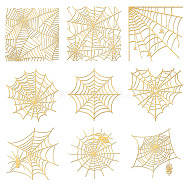 Nickel Decoration Stickers, Metal Resin Filler, Epoxy Resin & UV Resin Craft Filling Material, Halloween Theme, Spider Web Pattern, 40x40mm, 9 style, 1pc/style, 9pcs/set(DIY-WH0450-026)
