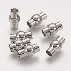 Brass Magnetic Clasps with Glue-in Ends, Nickel Free, Oval, Platinum, 17x10mm, Hole: 6mm(KK-G230-6mm-P-NF)