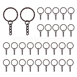 100Pcs Iron Split Key Rings, Keychain Clasp Findings, Red Copper, 25x3mm(IFIN-DC0001-03)
