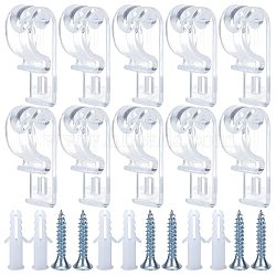 2 Sets Curtain Clear P Clips Hook, Plastic Roller Blind Clips, Child Safety Chain Cord Hooks for Vertical Roman Roller Blinds, with Iron Screws & Plastic Anchor Plugs, Hook: 52.5x14.5x23.5mm, Screw: 24.5x7.5mm, Plug: 24.5x11x5.5mm, 12pcs/set(IFIN-GF0001-24)
