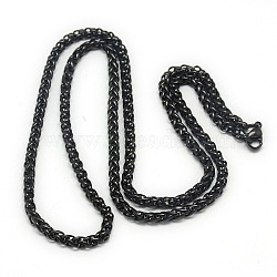 Trendy Men's 201 Stainless Steel Wheat Chain Necklaces, with Lobster Claw Clasps, Gunmetal, 21.7 inch(55.1cm)(NJEW-L043A-45B)