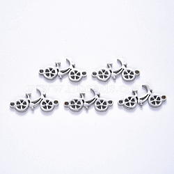 201 Stainless Steel Links Connectors, Laser Cut, Bike, Stainless Steel Color, 12.5x24.5x1.5mm, Hole: 1.6mm(STAS-S114-44)