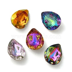 Glass Rhinestone Cabochons, Point Back & Back Plated, Faceted, Teardrop, Mixed Color, 18x13x7mm(RGLA-P036-05B-M)