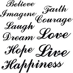 Acrylic Mirror Wall Stickers, with Adhesive Back, Word Love Live Laugh, Black, 75~97x35~230x0.8mm, 37pcs/set.(DIY-WH0190-85C)