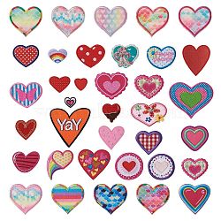 Computerized Embroidery Cloth Iron on/Sew on Patches, Costume Accessories, Appliques, Heart, Mixed Color, 26x33x1mm(DIY-TA0008-60)
