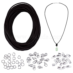 DIY Jewerly Making Findings Kits, Including Cowhide Leather Cord, 304 Stainless Steel Folding Crimp Ends, Lobster Claw Clasps and Jump Rings, Coconut Brown, 2mm(DIY-UN0007-19B)