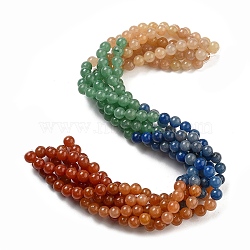 Natural Yellow/Green/Blue/Red Aventurine Beads Strands, Gradient Style, Round, 10mm, about 37pcs/strand, 14.96''(38cm)(G-B095-A03-03)