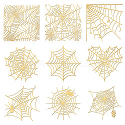 Nickel Decoration Stickers, Metal Resin Filler, Epoxy Resin & UV Resin Craft Filling Material, Halloween Theme, Spider Web Pattern, 40x40mm, 9 style, 1pc/style, 9pcs/set(DIY-WH0450-026)