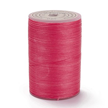 Round Waxed Polyester Thread String, Micro Macrame Cord, Twisted Cord, for Leather Sewing Stitching, Cerise, 0.3~0.4mm, about 174.98 Yards(160m)/Roll