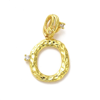 Rack Plating Brass Micro Pave Cubic Zirconia European Dangle Charms, Large Hole Letter Pendant, Real 18K Gold Plated, Long-Lasting Plated, Cadmium Free & Lead Free, Letter O, 24.5mm, Charm: 18x16x2mm, Hole: 4x2.5mm
