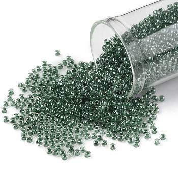 TOHO Round Seed Beads, Japanese Seed Beads, (1070) Subtle Hunter Green Lined Crystal Luster, 11/0, 2.2mm, Hole: 0.8mm, about 1110pcs/bottle, 10g/bottle