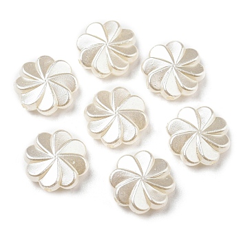 ABS Imitation Pearl Beads, Flower, 11x11x3.5mm, Hole: 1.2mm