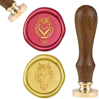 DIY Wood Wax Seal Stamp, Owl Pattern, 90mm, Stamps: 25x14.5mm