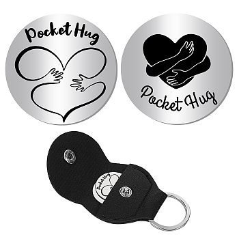 Souvenir Musical Instrument Keychain Making Kit, Including PU Leather Guitar Picks Holder Case, 304 Stainless Steel Commemorative Coins, Heart Pattern, 3Pcs/style