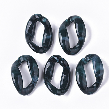 Acrylic Linking Rings, Quick Link Connectors, For Curb Chains Making, Imitation Gemstone Style, Twist, Dark Slate Gray, 37.5x27x5.5mm, Inner Diameter: 25.5x9mm, about: 147pcs/460g