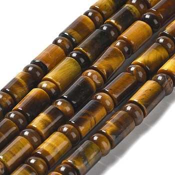 Natural Tiger Eye Beads Strands, Column, Column, 8~10x6~7mm, Hole: 1~1.2mm, about 59~65pcs/strand, 15.24~15.87 inch(38.7~40.3cm)
