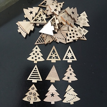Unfinished Wood Pendant Decorations, for Christmas Ornaments, Tree, BurlyWood, 30mm, 50pcs/bag