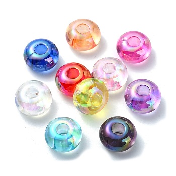 Transparent Acrylic European Beads, Large Hole Beads, Mixed Color, 14x8mm, Hole: 5mm